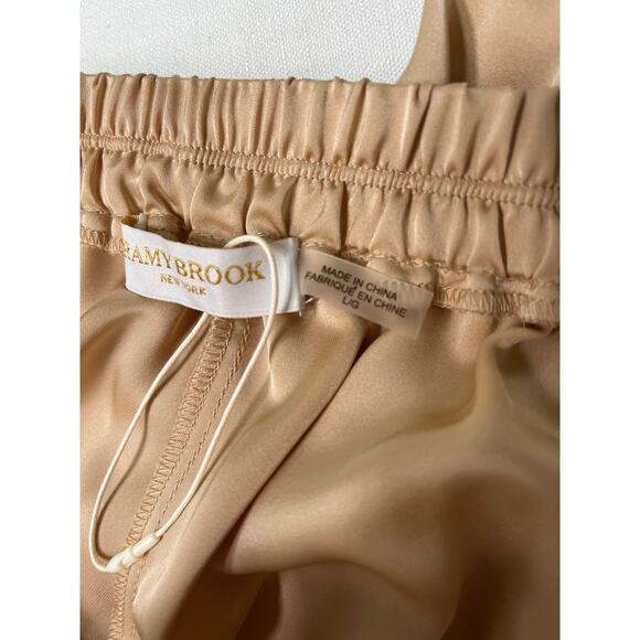Ramy Brook Tad Cropped Pant Buttercream Satin Joggers pockets Size L - Picture 4 of 10